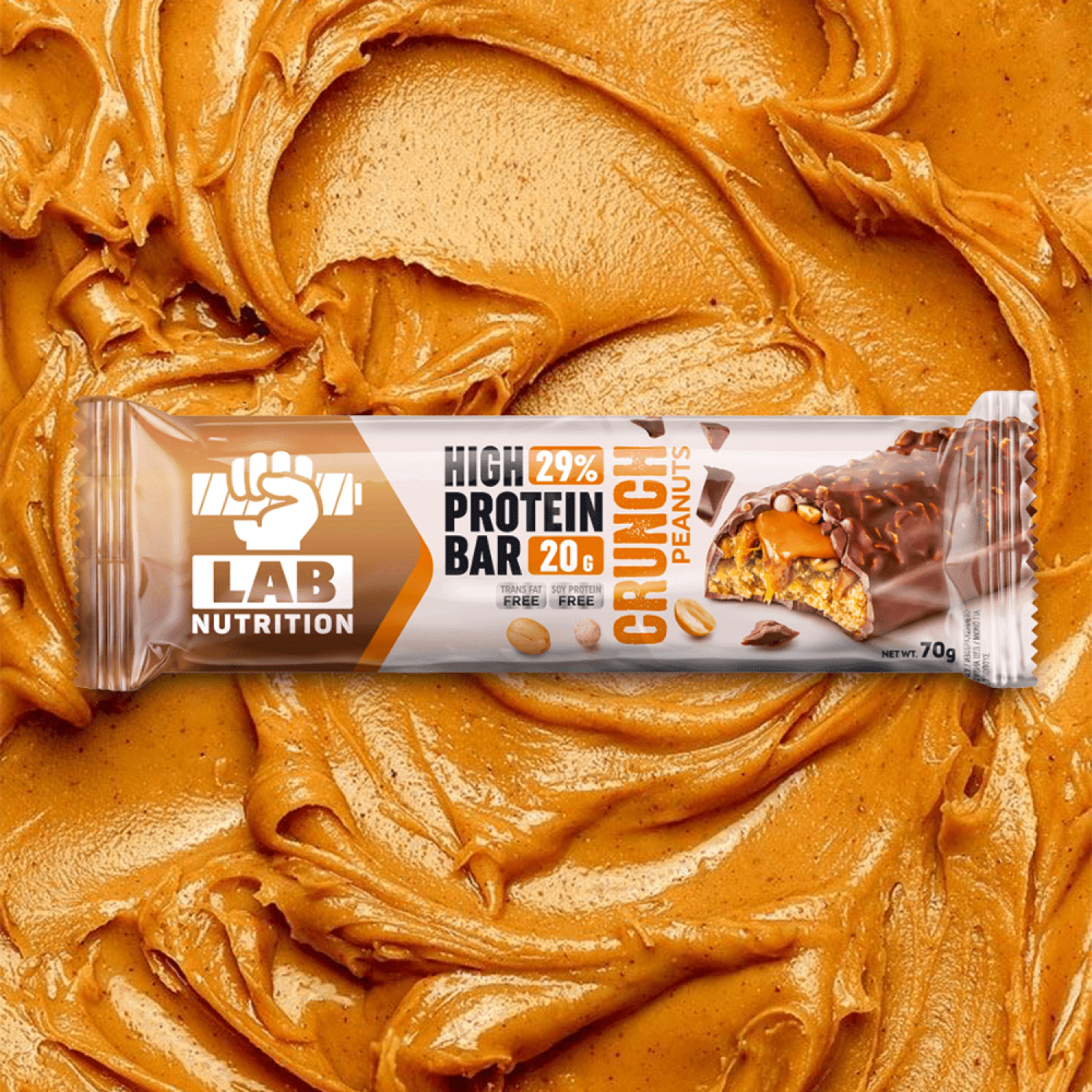 ΜΠΑΡΑ CRUNCH PEANUTS 70gr 29% PROTEIN - LAB NUTRITION