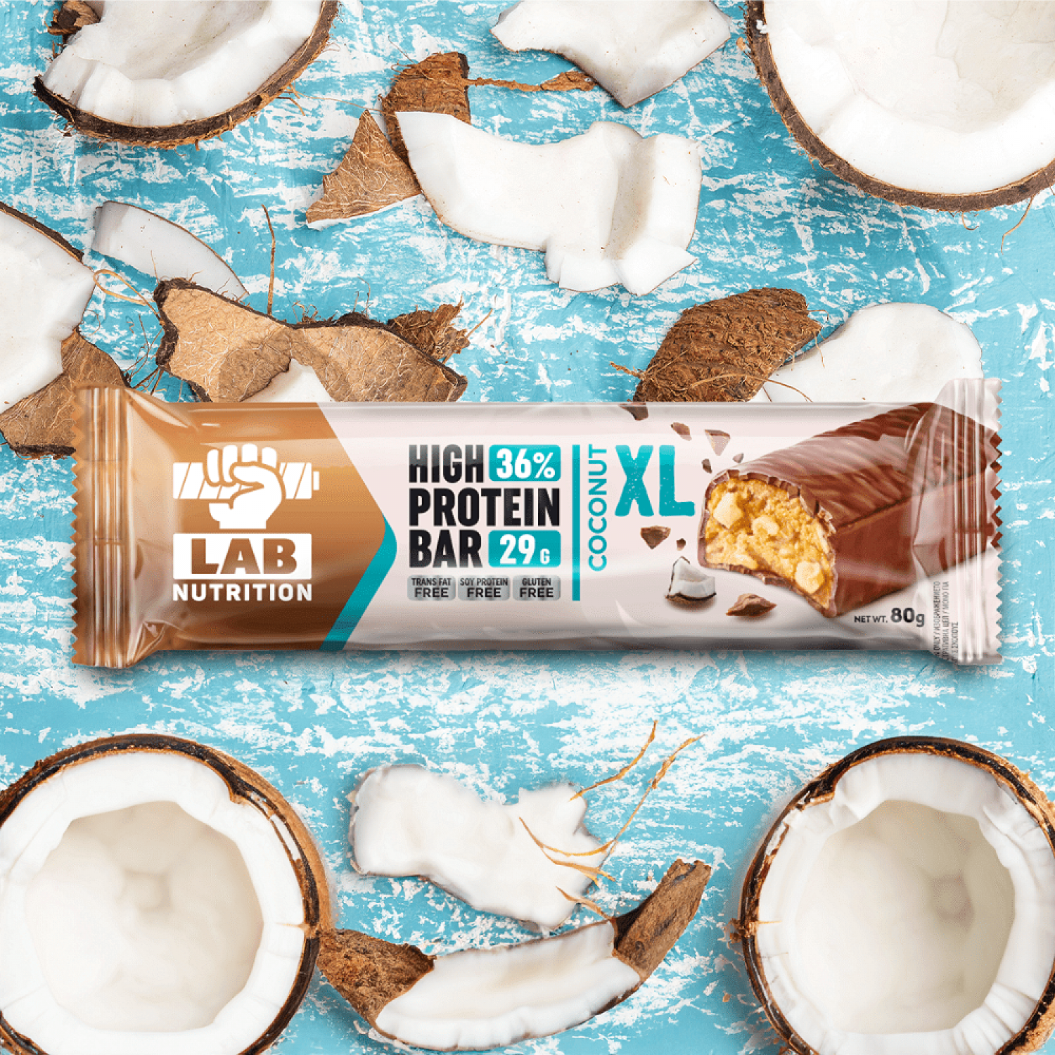 ΜΠΑΡΑ XL COCONUT 80gr 36% PROTEIN - LAB NUTRITION