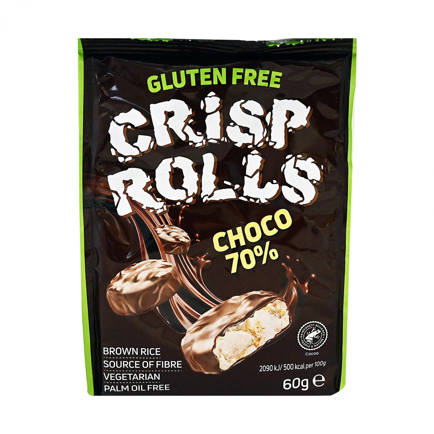 CRISP ROLLS CHOCO 70% CACAO 60g 