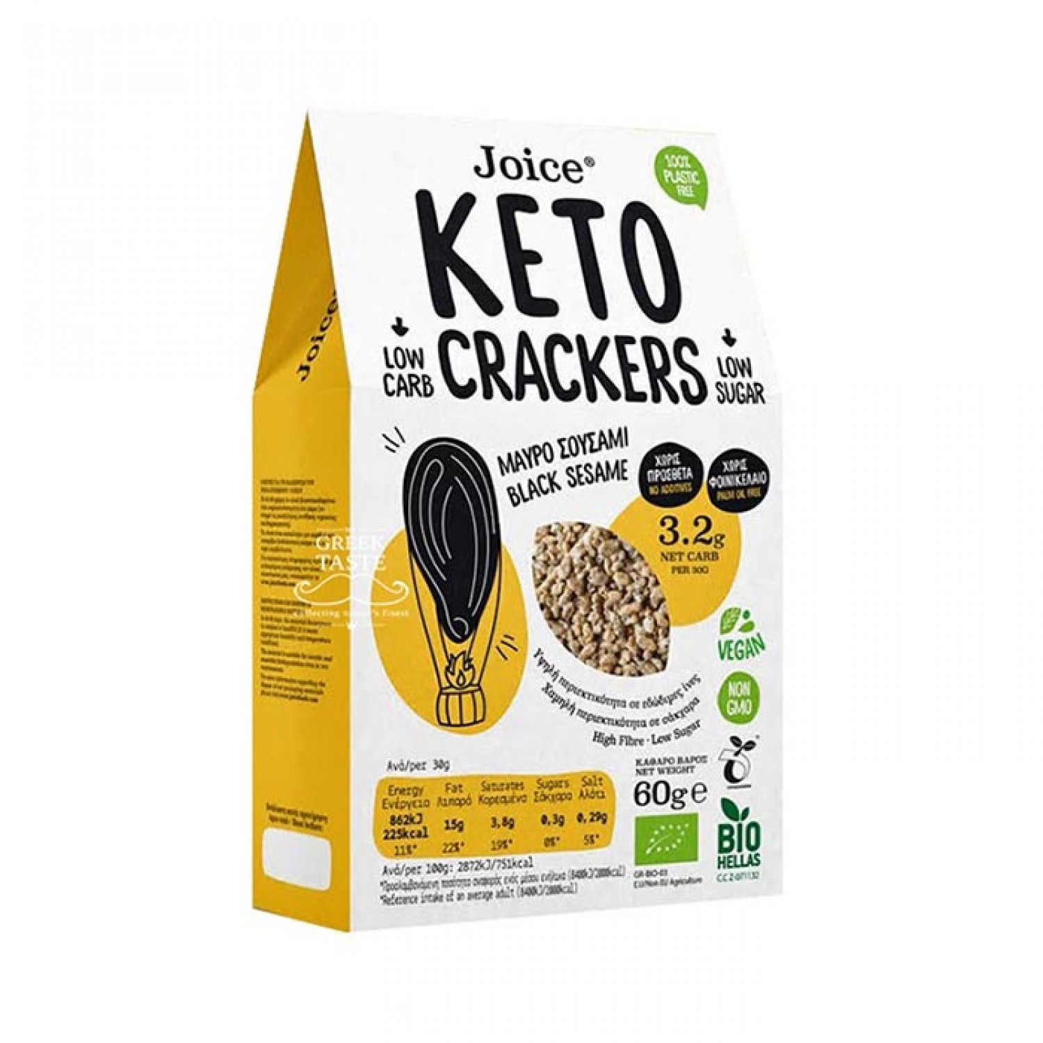 CRACKER ΜΕ ΜΑΥΡΟ ΣΟΥΣΑΜΙ 60gr KETO BIO VEGAN JOICE