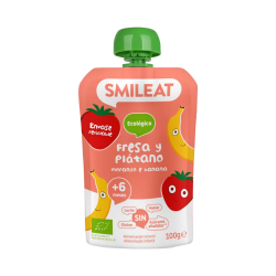 ΠΟΥΡΕΣ ΦΡΟΥΤΩΝ ΜΕ ΦΡΑΟΥΛΑ ΚΑΙ ΜΠΑΝΑΝΑ 100gr BIO SMILEAT ΧΩΡΙΣ ΓΛΟΥΤΕΝΗ